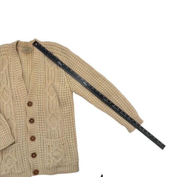 Vintage Wool Cardigan Sweater Cream Ireland Pure Wool Hand Knit - Picture 3 of 9